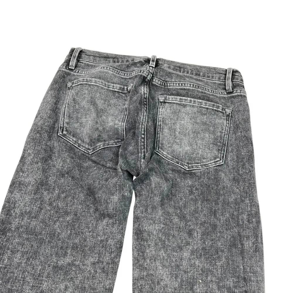 FRAME Le Garcon Crop Jeans Mid Rise Stretch Sharkbite Frayed Hem Black 25 - Picture 4 of 7